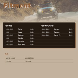 Fuel Injectors fits for/Hyundai Santa Fe Sonata Tucson 2010 2011 2012 2013, for/Kia Optima Sorento Forte Koup Rondo 2011 2012 2013 2.4L L4 35310-2G300