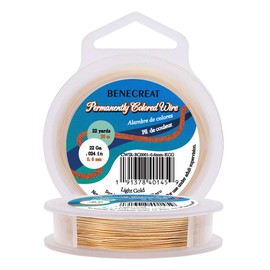 BENECREAT 22-Gauge KC Gold Copper Wire Tarnish Resistant Wire, 66-Feet/22-Yard, for Jewelry Beading Craft Making