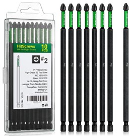 Hitscrews PH2 Phillips Bits #2 – 10 Pack 6" Extra Long Impact Driver Bits,S2 Steel Magnetic Screwdriver Bits for Power Tools and Screw Guns
