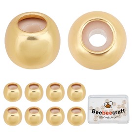 Beebeecraft 20pcs 7mm Stopper Beads, 18K Gold Plated, Slider Beads, Rubber Insert, Stopper, Positioning, Spacer Beads for DIY Jewellery Making
