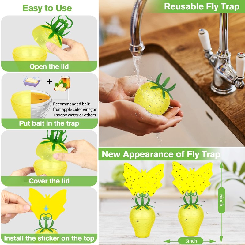 Fruit Fly Trap for Indoors,2025 Upgrade Fruit Flies Gnat Killer