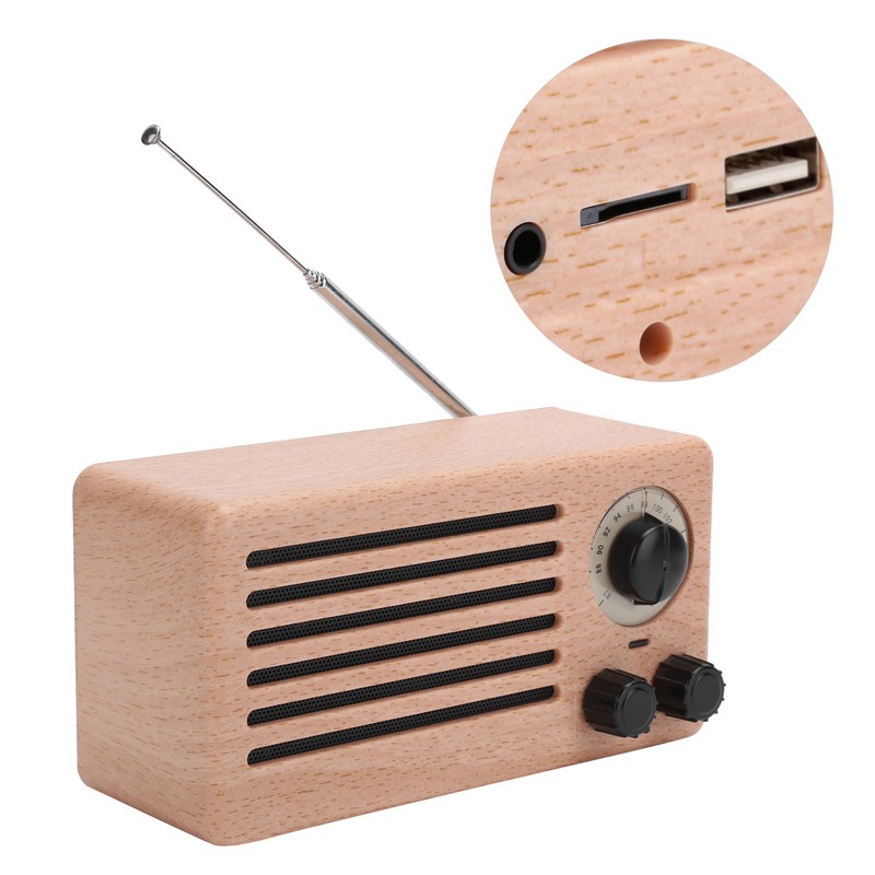 Retro Mini Bluetooth Speaker Bass Audio Stereo Subwoofer FM Radio