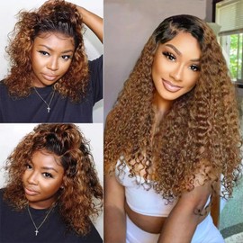 Ombre Brown Human Hair 1B30 Deep Wave Bundles Brown Deep Wave Human Hair 20 22 24 Inch Soft and Healthy 1B30 Bundles Brazilian Human Hair Extension for Black Women