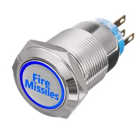 ESUPPORT 12V Momentary Car Vehicle Blue LED Light Headlight Push Button Metal Switch 19mm Fire Missiles