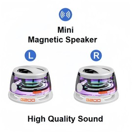 Mini Bluetooth Magnetic Speaker Bluetooth 5.3 Subwoofer - Color: White+White