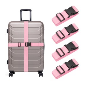 uxcell 4 Pcs Luggage Straps for Suitcases, Adjustable Luggage Connector Strap Buckle Travel Suitcase Bag Strap Belt Luggage Accessories for Travel Suitcase Bag Connect, Pink