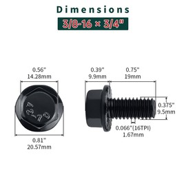 3/8-16 x 3/4" Flanged Hex Bolts (10 pcs), 18-8 (304) Stainless Steel, External Hex Drive, Hexagon Head Bolts Screws with Flange Washer, Fayeploo