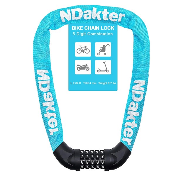 NDakter Bike Chain Lock, 5 Digit Combination Heavy Duty Anti