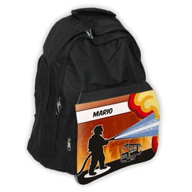 Rucksack mit Namen Mario und schönem Feuerwehr-Motiv für Jungs