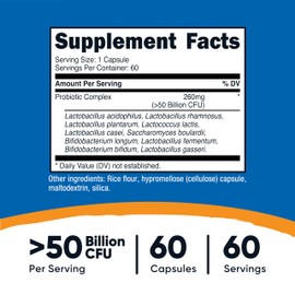 Nutricost Nutricost Probiotic Complex - 50 Billion CFU, 60 Capsules - Probiotic for Men and Women - Vegetarian Capsules, Non-GMO, Gluten Free
