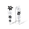 Santuzza Enamel Black & White Flower Ear Cuffs Climber Earrings