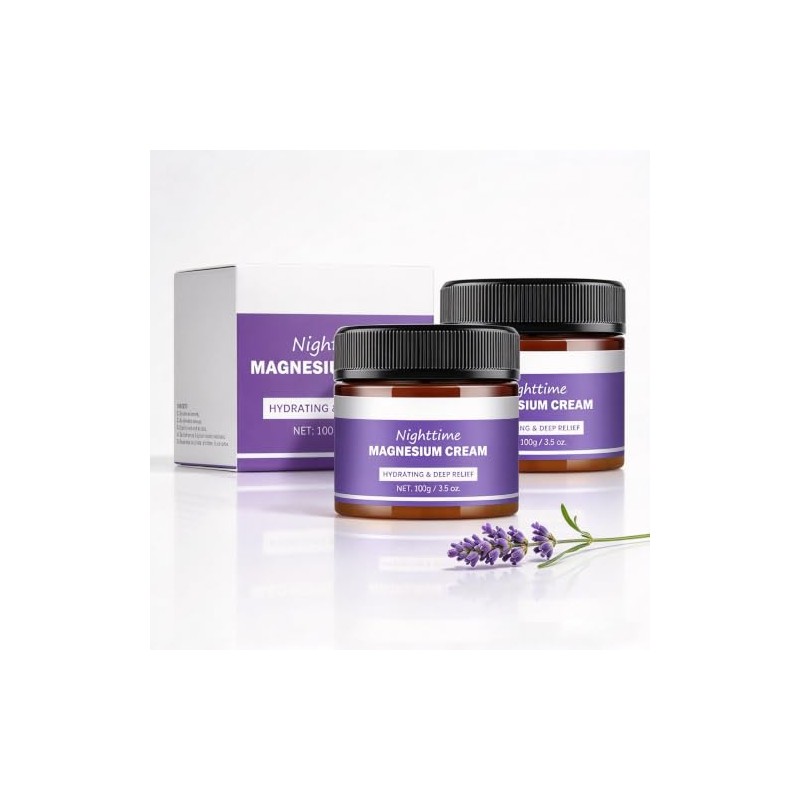 Nighttime Magnesium Cream, Lavender Body Lotion (2 Pcs)
