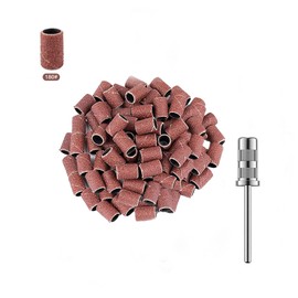 luckaide Sanding Sleeves Nail Cutter, 100 Pieces 180 Grit Sanding Sleeves, Sanding Caps Nail Cutter, Nail Cutter Attachments, Sanding Sleeves for Manicure Pedicure Nail Care Nail Design Nail Art