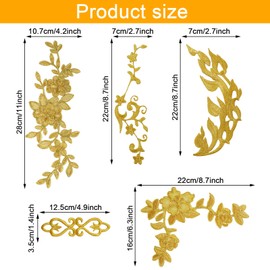 12pcs Gold Flower Lace Embroidery Appliques Lace Patch Sewing Fabric Craft for Crafting Wedding Dress Clothes
