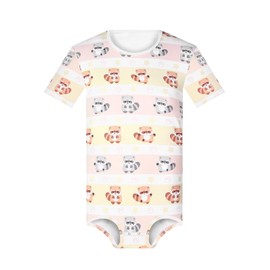 Landofgenie Mens Onesie Short Sleeve Bodysuit Cotton Jumpsuit One Piece Pajamas for Men - Roccoon 2XL