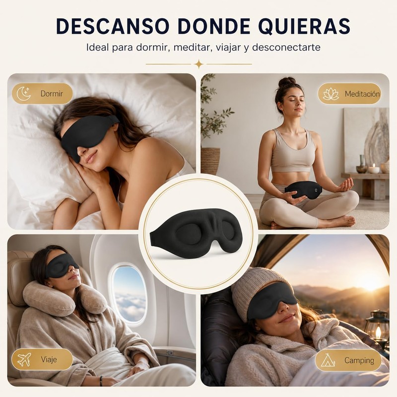 2 Pieza Antifaz para Dormir y 2 Pares Tapones Auditivos