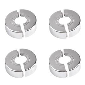 JINJUMEI 4 Pieces Rosette Shower Fitting, Silver ABS Material Split Pipe Covers, Removable Tap Cover, Adjustable Hole Size for Taps, Pipes, Radiator Pipes
