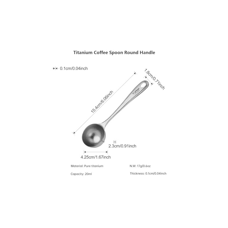 Ti artisan Titanium Coffee Measuring Scoop 20ml, Titanium Coffee Beans