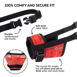 CollarDirect Dog Muzzle - Updated Design Adjustable Soft Breathable Tribal Nylon Dog Mouth Guard Cover for Small, Medium and Large Dogs, Anti Chewing, Barking & Biting
