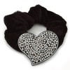Large Crystal Classic 'Heart' Pony Tail Black Hair Scrunchie -