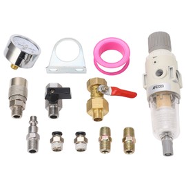 Air Filter Pressure Regulator 2 in 1 Compressed Air Water Separator Regulator with 150PSI Gauge for Pneumatic Tool 1/2 Inch Ball Valve