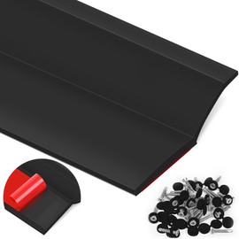 ToLanbbt Garage Door Seal Top and Sides - 40FT TPE Garage Door Weather Stripping Top and Side Trim Seal Replacement with Adhesive Backed, Nails and Lids, Black