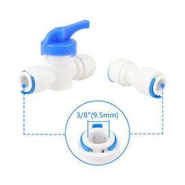 Rowiz 3/8" Water Line Fittings, Push to Connect Water Tube Fitting Ball Valve Straight Union Tube Fitting for RO Water System Water Filter Water Purifier Tube Fitting Set of 10