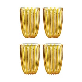 Guzzini Set of 4 Drink Glasses Water Drink Turtleneck 123900151 Transparent Yellow Organic Plastic 470cc