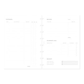 Filofax Lifestyle Refill, A5 Size, Notebook Refill, White Paper, Expense Tracker, 56 Sheets (B132861)