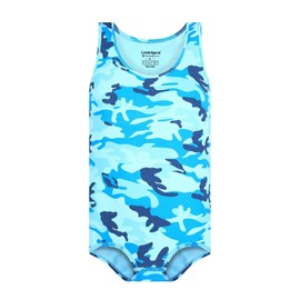 Landofgenie Mens Adult Onesie Camouflage Vest Cotton Pajama Jumpsuits One Piece Sleeveless Romper Bodysuit Camo Blue 3XL