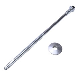 AERZETIX - C57566 - Set of 10 self-drilling screws Ø5.5 x 6 x 140 mm for sandwich panels made of metal on wood + sealing washer EPDM diameter 19 mm - with hexagonal head 8 mm - DIN 7504K - made of