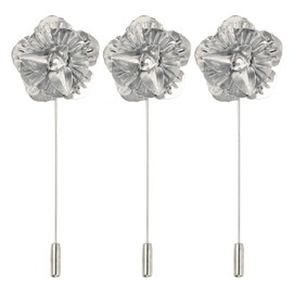 PATIKIL Lapel Pin for Men, 3 Pack Men Formal Metal Lapel Pin Floral Lapel Stick Brooch Rose Flower Pin for Wedding Banquet Event Suit, Silver