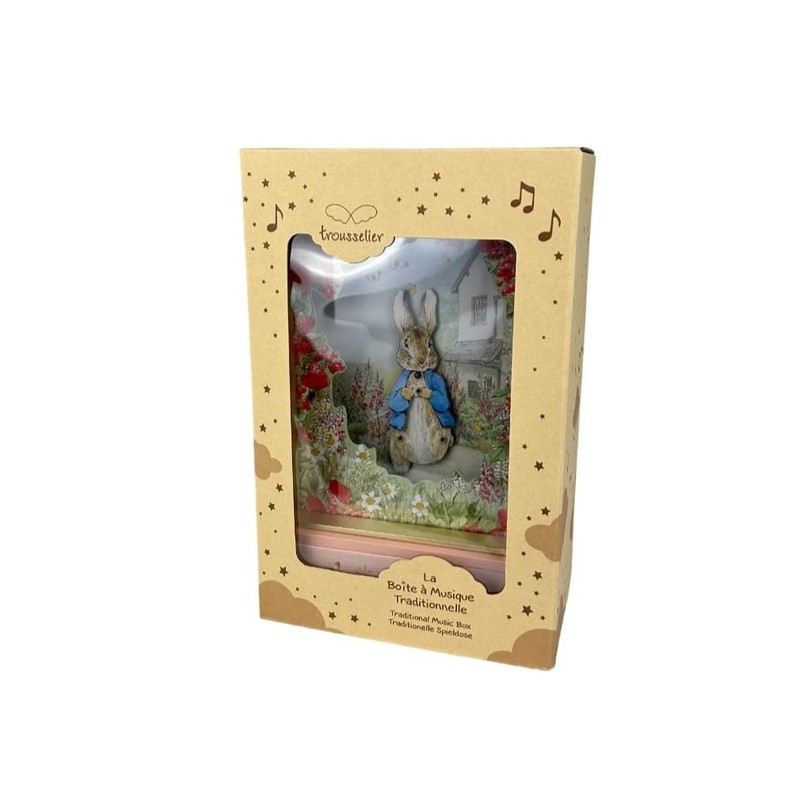 Trousselier Peter Rabbit Music Box, Wood, Pink, 13 x 7