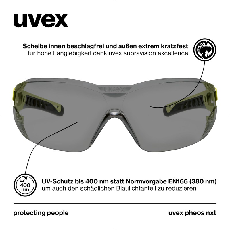Uvex pheos nxt - premium safety glasses - anti-fog interior,