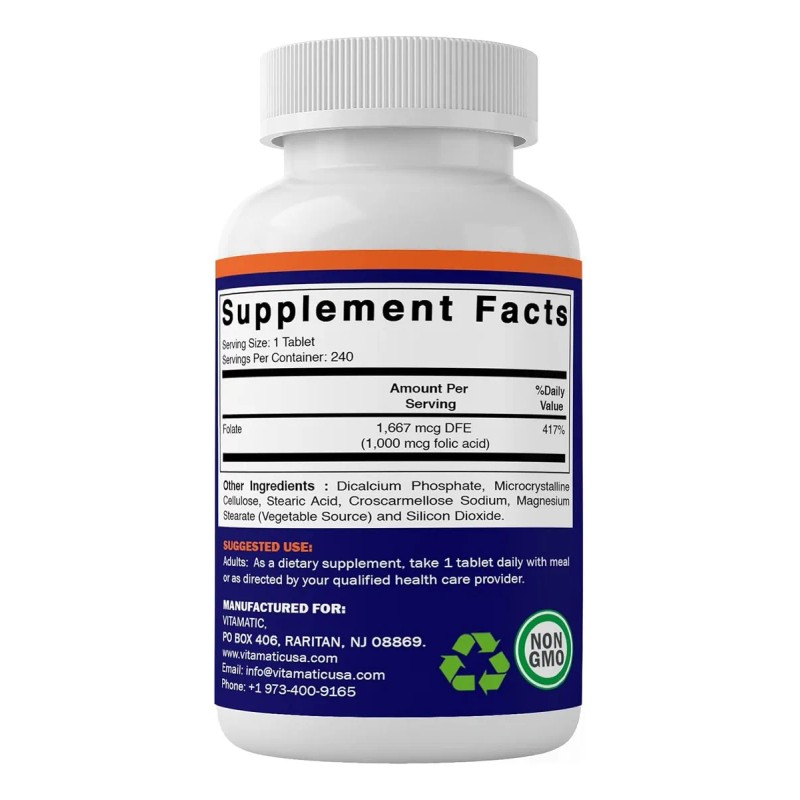 🌸💊 Vitamatic Ácido Fólico 1000 mcg | 240 Tabletas |