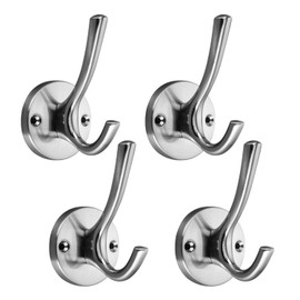 Wall Hooks 4 Pcs Towel Hook Coat Hooks Heavy Duty Thick Bath Robe Hooks Wall Mount Hooks for Bathroom Kitchen Hotel Bearing 25kg (Nickel)