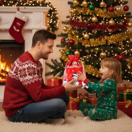 Drawstring Holiday Gift Bags Christmas Assorted Sizes Large Medium