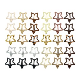 30PCS 1.77" Matte Metal Snap Barrettes- Star Hair Clips for Women & Girls, Non-Slip Vintage Y2K Hair Accessories for Bangs, Bun, Side Hair & Updo (A)