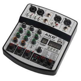 Dj Mixers 4 Channel Audio Mixer Sound Board with Bluetooth, Usb Audio Interface with 48V Phantom Power Sounds Mixer Board with 99 DSP FX Reverb Delay Effect