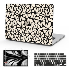 B BELK Compatible with MacBook Air 13 inch Case 2026 2025 2024-2022 M5 M4 M3 M2 A3449 A3240 A3113 A2681, Plastic Hard Shell+Keyboard Cover+Screen Protector for MacBook Air 13.6 inch Case, Cute Flower