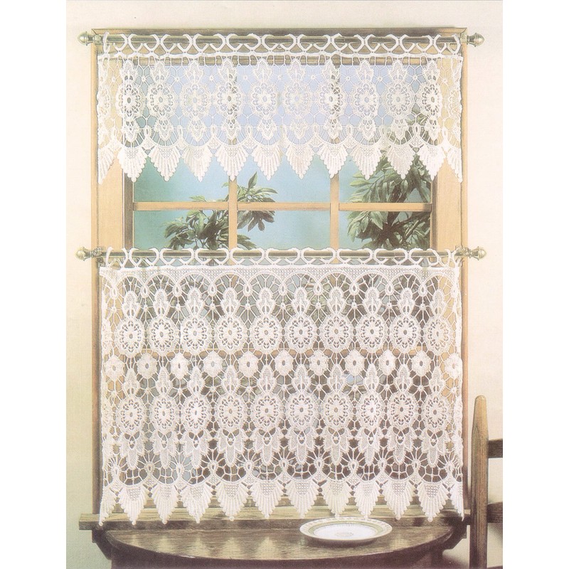 Today's Curtain Medallion Macramé Tier 24",Ecru, 35W x 24L