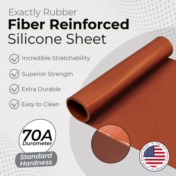 Exactly Rubber Red Fiber Reinforced Silicone Rubber Sheet 60A 1/16