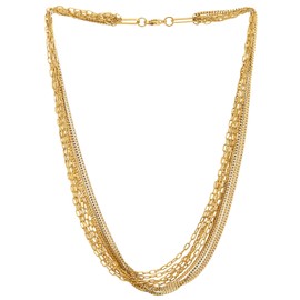 Gold Color Multi-Strand Mixed Chains, Layered Statement Necklace, Dress