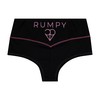 RUMPY Pantalones calientes de talle alto, Negro con hilo rosa,