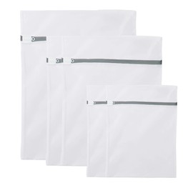 HBVUQ 5 PCS Durable Mesh Laundry Bag for Delicates with Premium Zipper(1 Large,2 Medium,2 Small),Clothing Washing Bags for Socks,Bra,Stocking,Sweater,Coats,Blanket,Bedding,Travel Storage Organize Bag