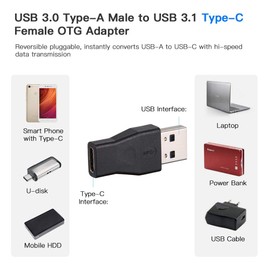 CY USB-C USB 3.1 Type C Female to USB 3.0 A Male Data Adapter for Laptop Tablet Phone