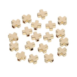 Uniquer 20 Pcs Cross Metal Beads - Brass Spacer Discs Loose Metal Beads for DIY Bracelets, Necklaces, and Creative Accessories