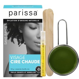 Parissa Kit de cera dura natural para rostro y labios, cera caliente sin tiras para depilación facial gruesa, fórmula para piel sensible con aceite po