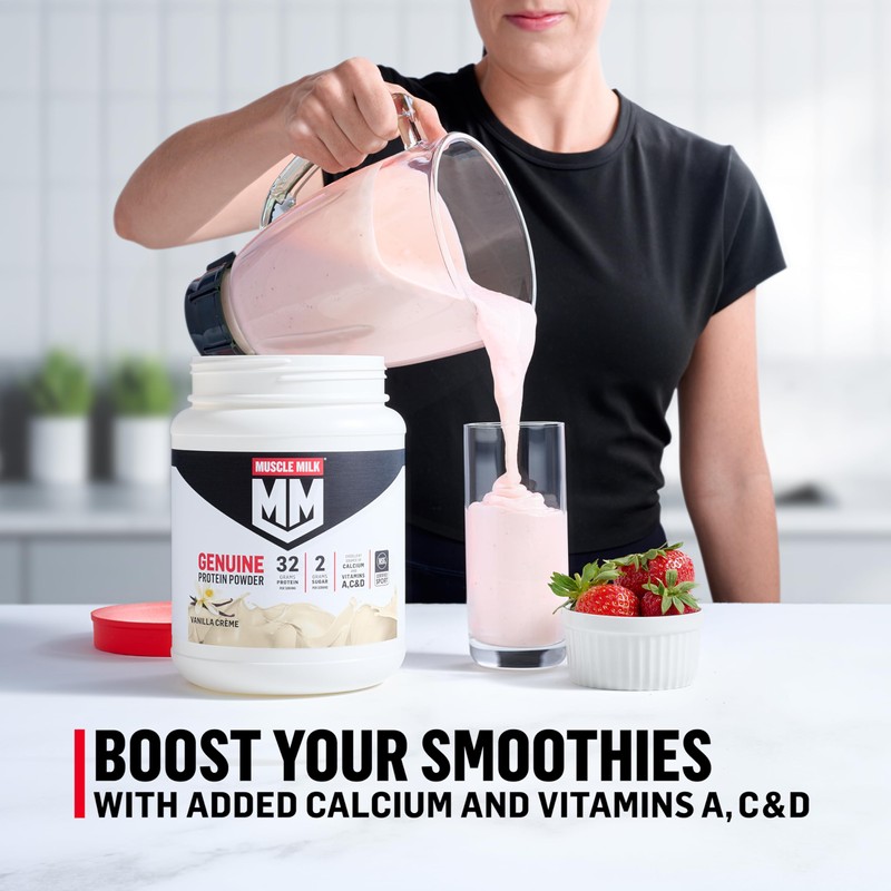 Muscle Milk Genuine Protein Powder, Strawberries 'N Crème, 32g Protein,