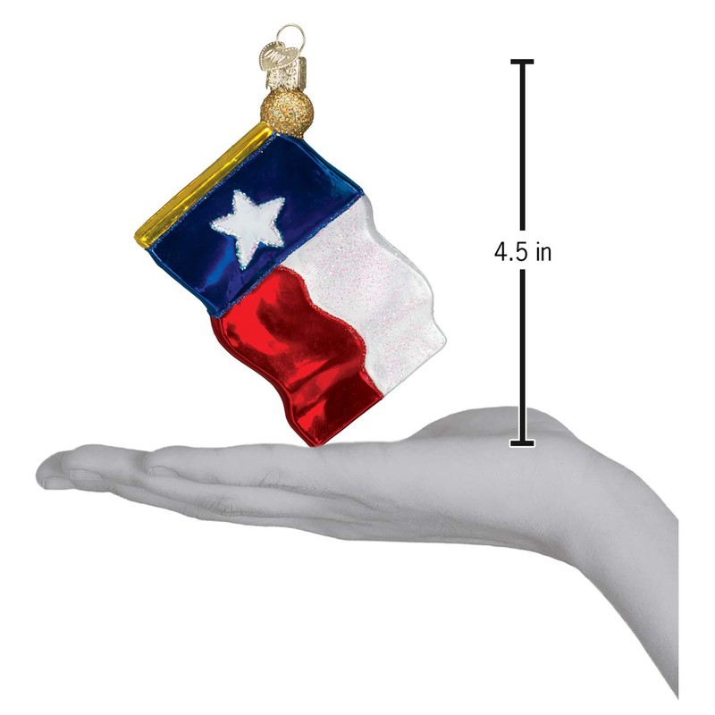 Old World Christmas Texas State Flag Glass Blown Ornament